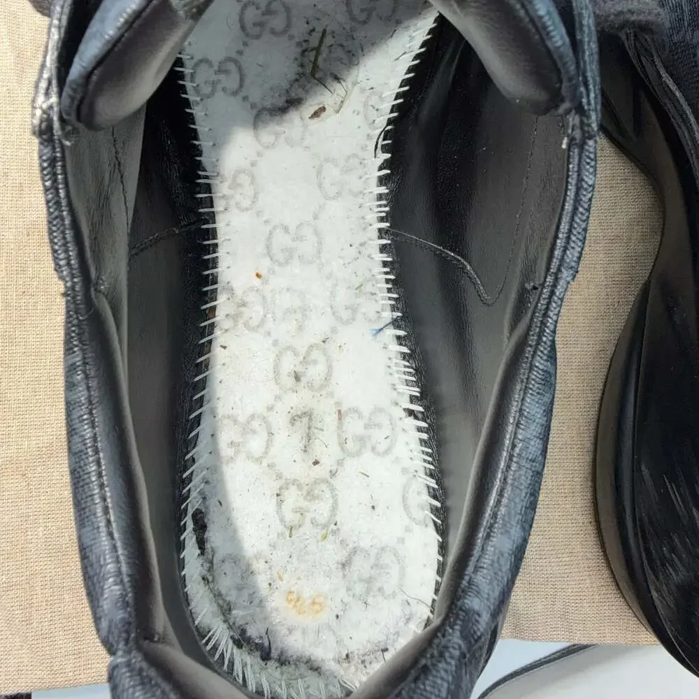 Gucci GG Rhyton Black Monogram Canvas Sneakers 704796 KGD00 1000